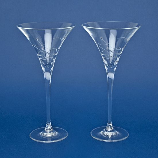 Set 2 vysokých martini / koktejl sklenic 250 ml, Swarovski Crystals