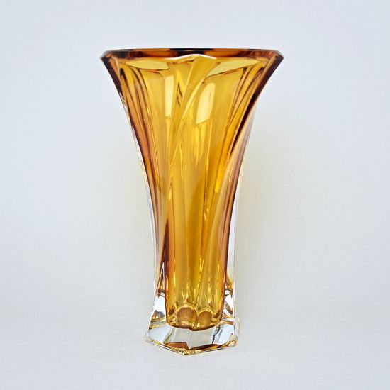 Aurum Crystal skleněná váza Mozart Amber 32 cm