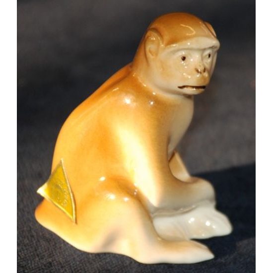 Opička sedící 5 x 3,5 x 6,5 cm, Porcelánové figurky Duchcov