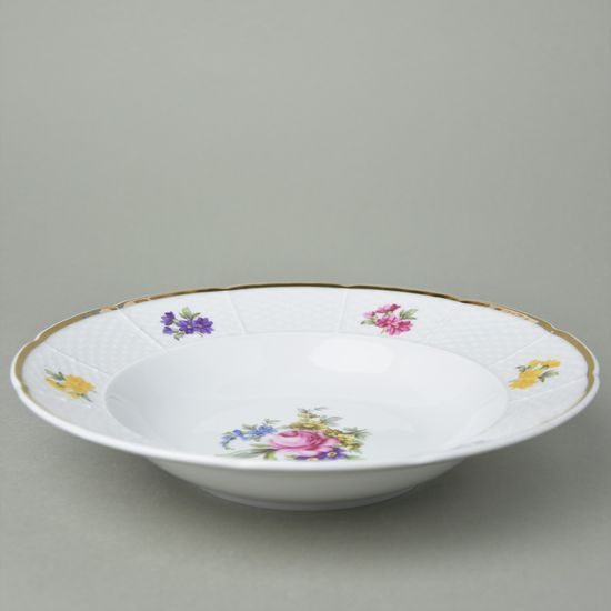 Talíř hluboký 23 cm, Natálie růže, Thun 1794, karlovarský porcelán