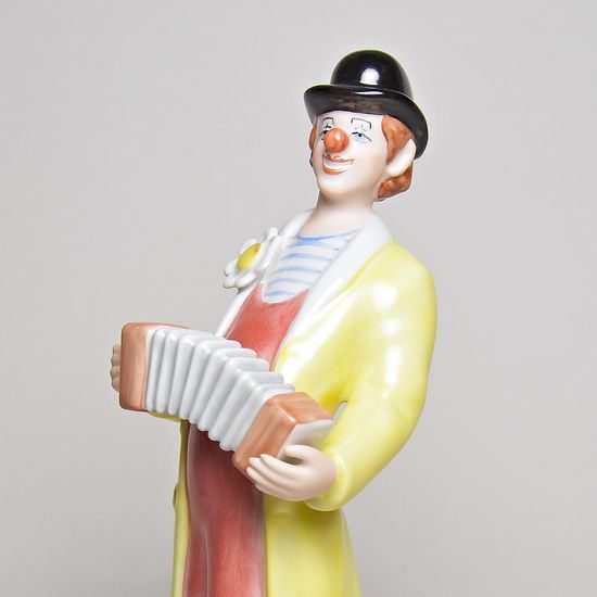 Klaun s harmonikou 9 x 9 x 24 cm, Saxe, Porcelánové figurky Duchcov