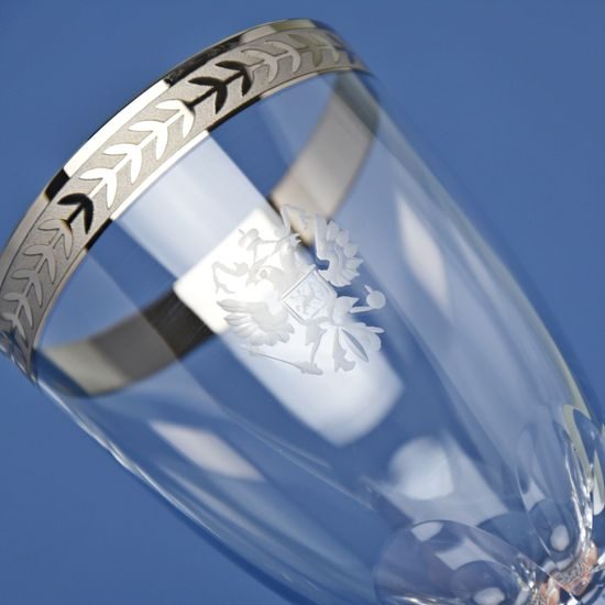 Sklenice na víno 200 ml, platinový pásek - lept, 20 cm, set 2 ks, Milan Mottl
