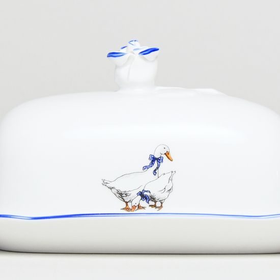 Máslenka hranatá malá - komplet dvoudílná 0,125 kg, Český porcelán a.s., husy