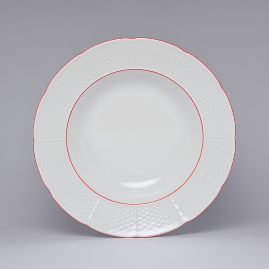 NATÁLIE 70477: Talíř hluboký 23 cm, Thun 1794, karlovarský porcelán, červená linka