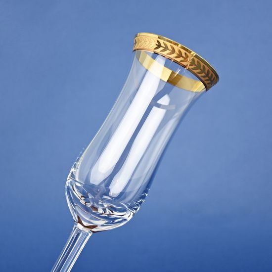 Flétna sekt / šampaňské 170 ml, zlatý pásek, 23 cm, Milan Mottl