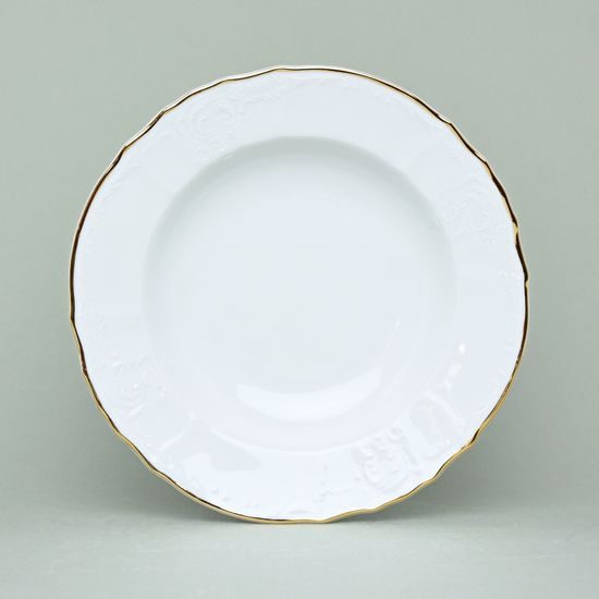 Zlatá páska: Talíř hluboký 23 cm, Thun 1794, karlovarský porcelán, BERNADOTTE