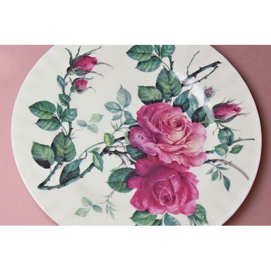 English Rose: Trio set - Šálek 220 ml, podšálek snídaňový a dezertní talíř, anglický kostní porcelán Roy Kirkham