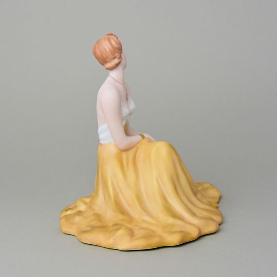 Dáma sedící s růžemi 18 x 23 x 20 cm, Bronz, Porcelánové figurky Duchcov