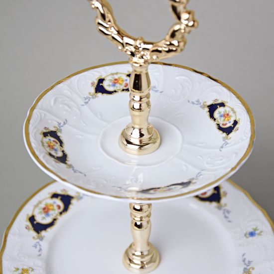 Etažer 3-díl. 34 cm, Thun 1794, karlovarský porcelán, BERNADOTTE erbíky