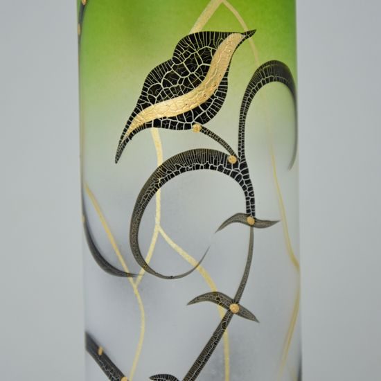 Studio Miracle: Váza zelená, kulatá, 28 cm, ruční dekorace Vlasta Voborníková