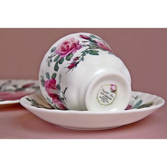 English Rose: Trio set - Šálek 220 ml, podšálek snídaňový a dezertní talíř, anglický kostní porcelán Roy Kirkham