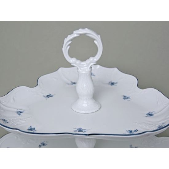 Etažer 2 díl. z 3-hr podnosů celoporcelánový, 35 cm, Thun 1794, karlovarský porcelán, BERNADOTTE kytička