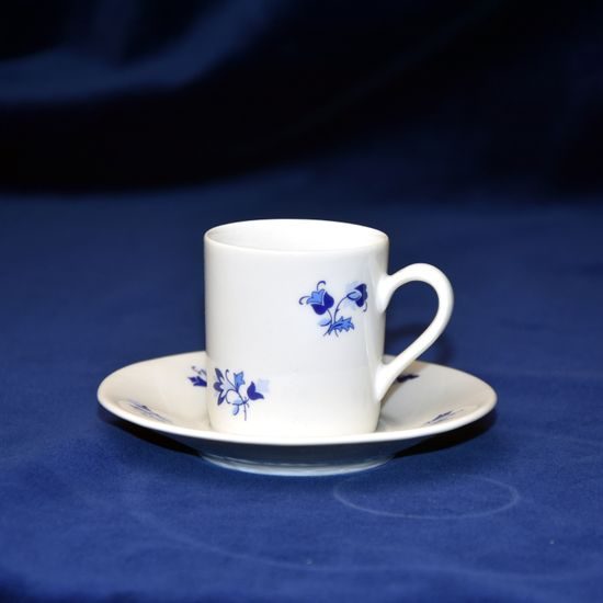 Šálek mokka 70 ml plus podšálek 115 mm Jasmin, modré kvítky, Český porcelán a.s.