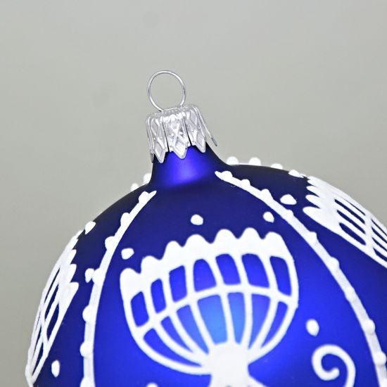 Cibuláková vánoční skleněná koule 8 cm MODRÁ - sada 6 ks.