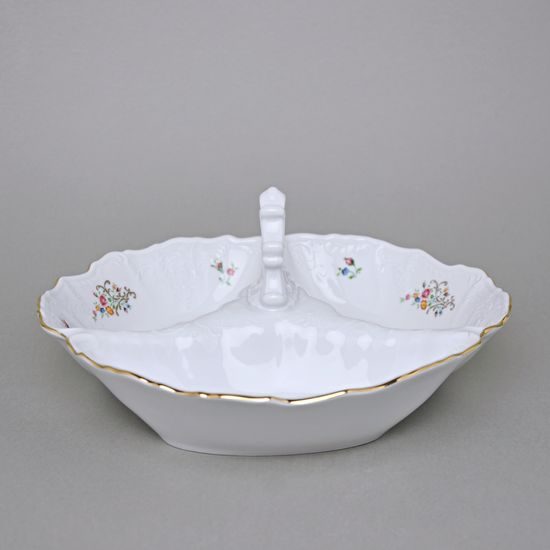 Mísa 3-dílná kabaret 23 cm malá, Thun 1794, karlovarský porcelán, BERNADOTTE kytička se zlatem