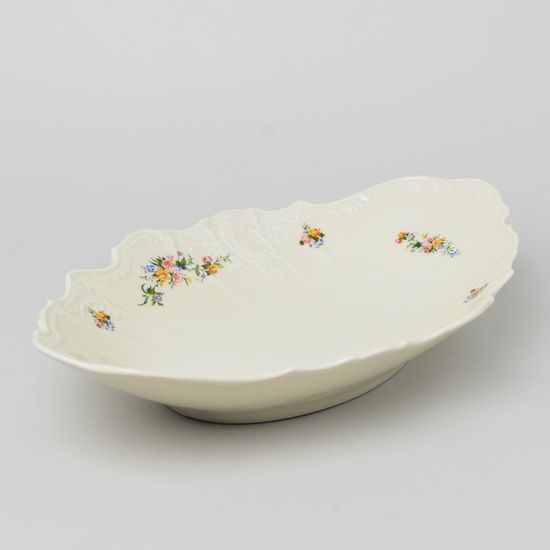 Koš na chléb a pečivo 34 cm, Thun 1794, karlovarský porcelán, BERNADOTTE ivory + kytičky