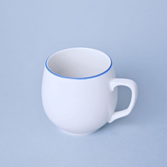 Hrnek baňák 0,3 l , bílý porcelán s modrou linkou, Český porcelán a.s.