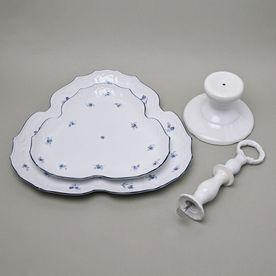 Etažer 2 díl. z 3-hr podnosů celoporcelánový, 35 cm, Thun 1794, karlovarský porcelán, BERNADOTTE kytička