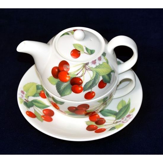 Třešně: Čajová sada 3díl. Tea for one set, Anglický porcelán Roy Kirkham