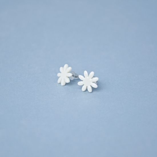 Náušnice: Puzetky - Sedmikrásky 1 cm, Porcelanové šperky Ateliér Mallys