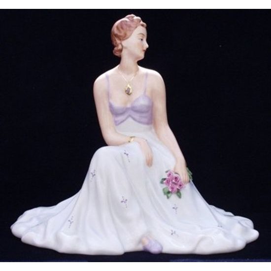 Dáma sedící s růžemi 18 x 23 x 20 cm, Porcelánové figurky Duchcov