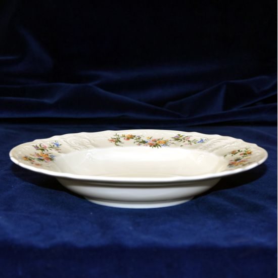 Talíř hluboký 23 cm, Thun 1794, karlovarský porcelán, BERNADOTTE ivory + kytičky