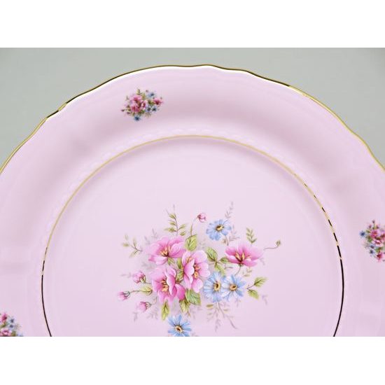 Talíř mělký 25 cm, dekor 13, Leander, růžový porcelán