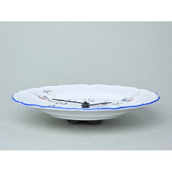 Hodiny talířové 25 cm, český porcelán, husy