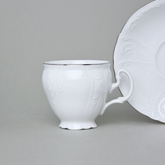 Šálek a podšálek kávový 150 ml / 14 cm, Thun 1794, karlovarský porcelán, BERNADOTTE platina