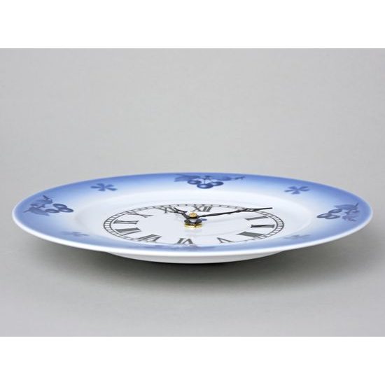 Hodiny nástěnné 26 cm, Thun 1794, karlovarský porcelán, BLUE CHERRY