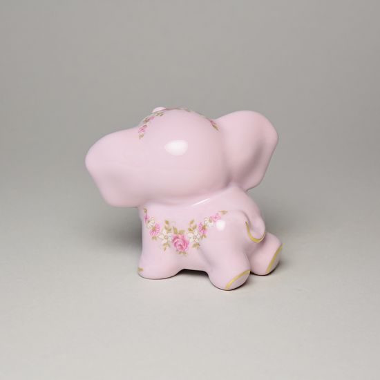 Slůně Bimbo 7 cm, dekor 158, Leander, růžový porcelán