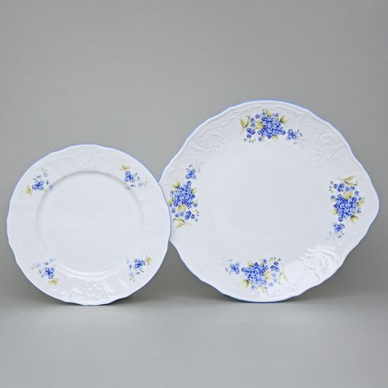 Koláčová sada pro 6 osob, Thun 1794, karlovarský porcelán, BERNADOTTE pomněnka