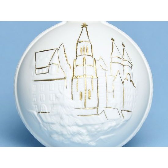 Vánoční ozdoba koule - Tržiště v Norimberku, 7,5 cm, Unterweissbacher, porcelán Seltmann