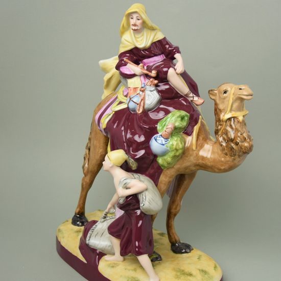 Arab na velbloudu 54 x 30 x 60 cm, saxe, Porcelánové figurky Duchcov