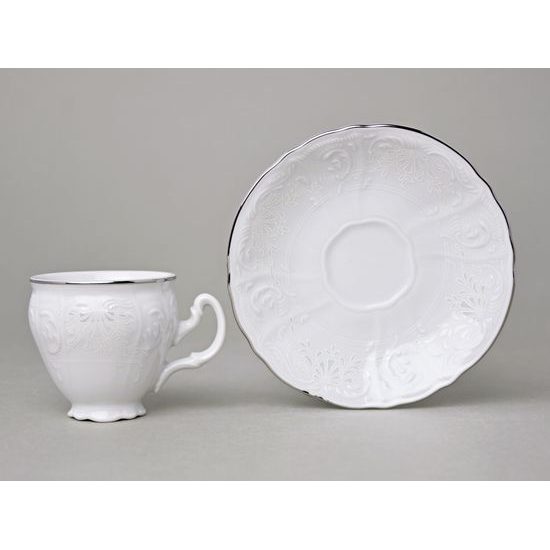 Šálek a podšálek káva 75 ml / 12 cm, Thun 1794, karlovarský porcelán, BERNADOTTE mráz, platinová linka