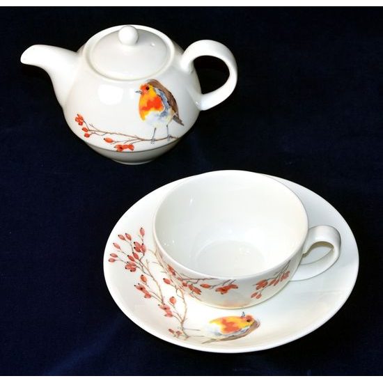 Červenka: Čajová sada 3díl., Tea for one set, anglický kostní porcelán, Roy Kirkham