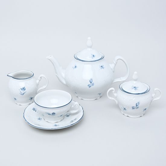 Čajová souprava pro 6 osob, Thun 1794, karlovarský porcelán, BERNADOTTE kytička