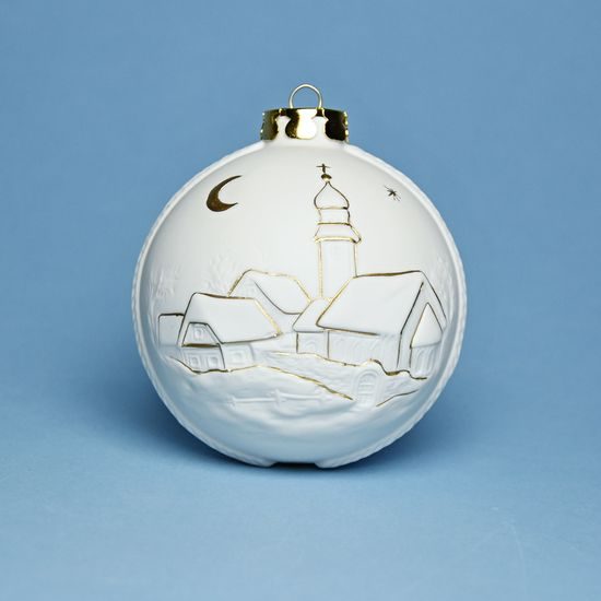 Vánoční ozdoba koule - Řezno, 7,5 cm, Unterweissbacher, porcelán Seltmann