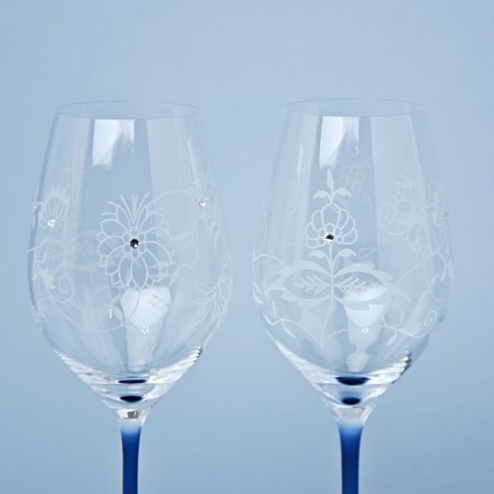 Celebration - Cibulák - Broušené skleničky na bílé víno 360 ml, 2 ks + krystaly Swarovski