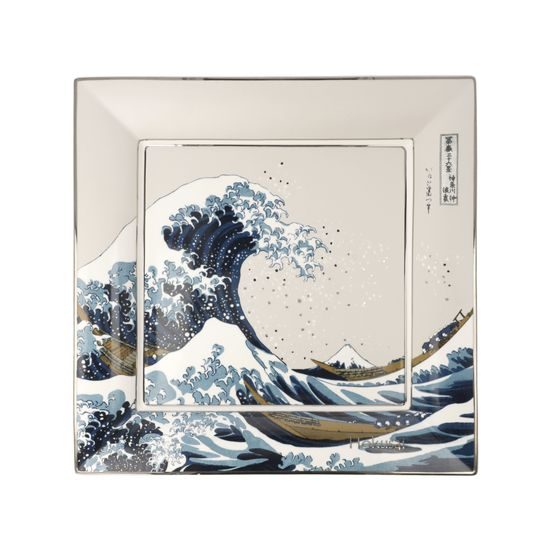 Mísa čtvercová Velká vlna, 30 / 30 / 3,5 cm, jemný kostní porcelán, K. Hokusai, Goebel