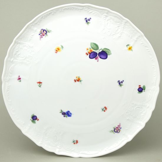 Talíř dortový 32 cm, Thun 1794, karlovarský porcelán, BERNADOTTE švestky a květy