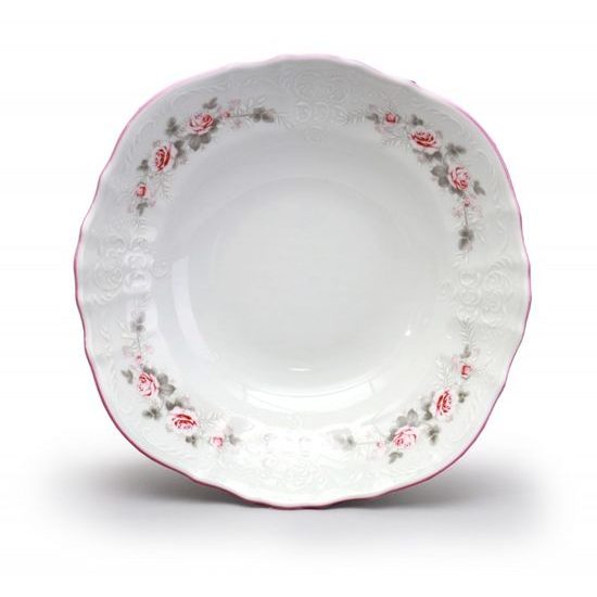 Růžová linka: Mísa hluboká 23 cm, Thun 1794, karlovarský porcelán, BERNADOTTE růžičky