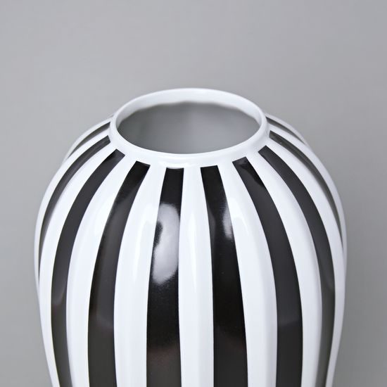 Váza Retro Z 26 cm, černé pruhy, porcelán Goldfinger