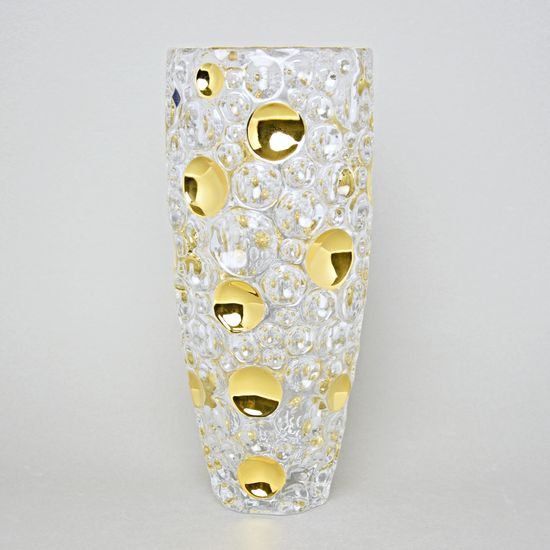 Váza Lisboa 35 cm zlaté puntíky - křišťálová, Jihlavské sklárny Bohemia 1845