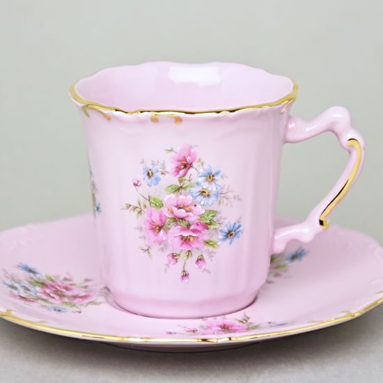 Šálek 140 ml a podšálek kávový Amis, Leander, růžový porcelán