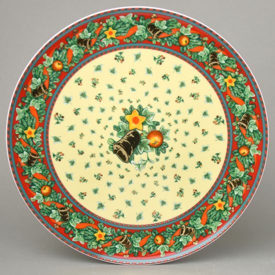 Vánoční podnos kulatý (pizza talíř, mísa mělká) 31 cm, Thun 1794, karlovarský porcelán