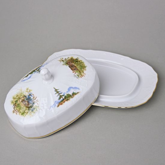 Máslenka na 250 g máslo, THUN 1794 karlovarský porcelán, BERNADOTTE myslivecká