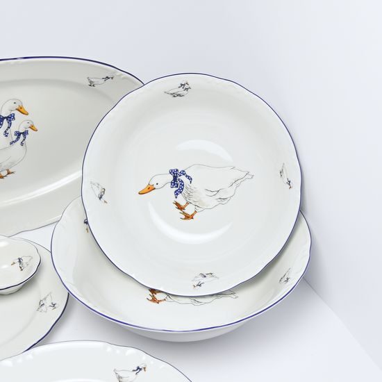 Constance husy: Jídelní souprava pro 6 osob, Thun 1794, karlovarský porcelán