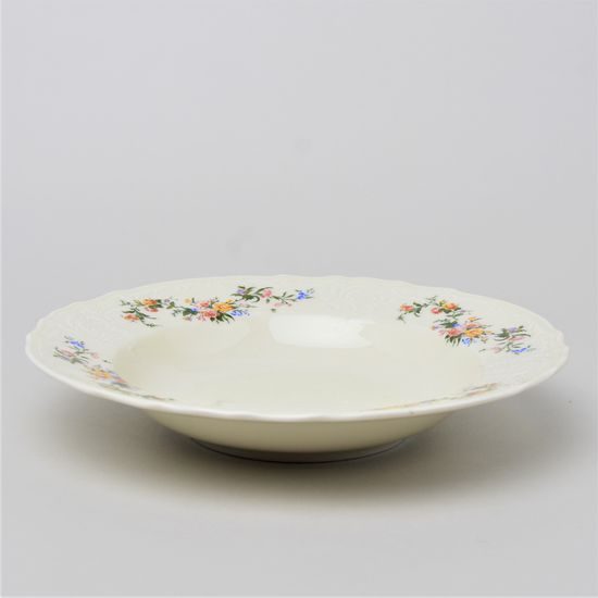 Talíř hluboký 23 cm, Thun 1794, karlovarský porcelán, BERNADOTTE ivory + kytičky