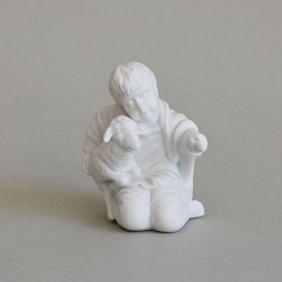 Chlapec s ovečkou, 6,2 x 5,5 x 7,2 cm, Biskvit, Porcelánové figurky Duchcov